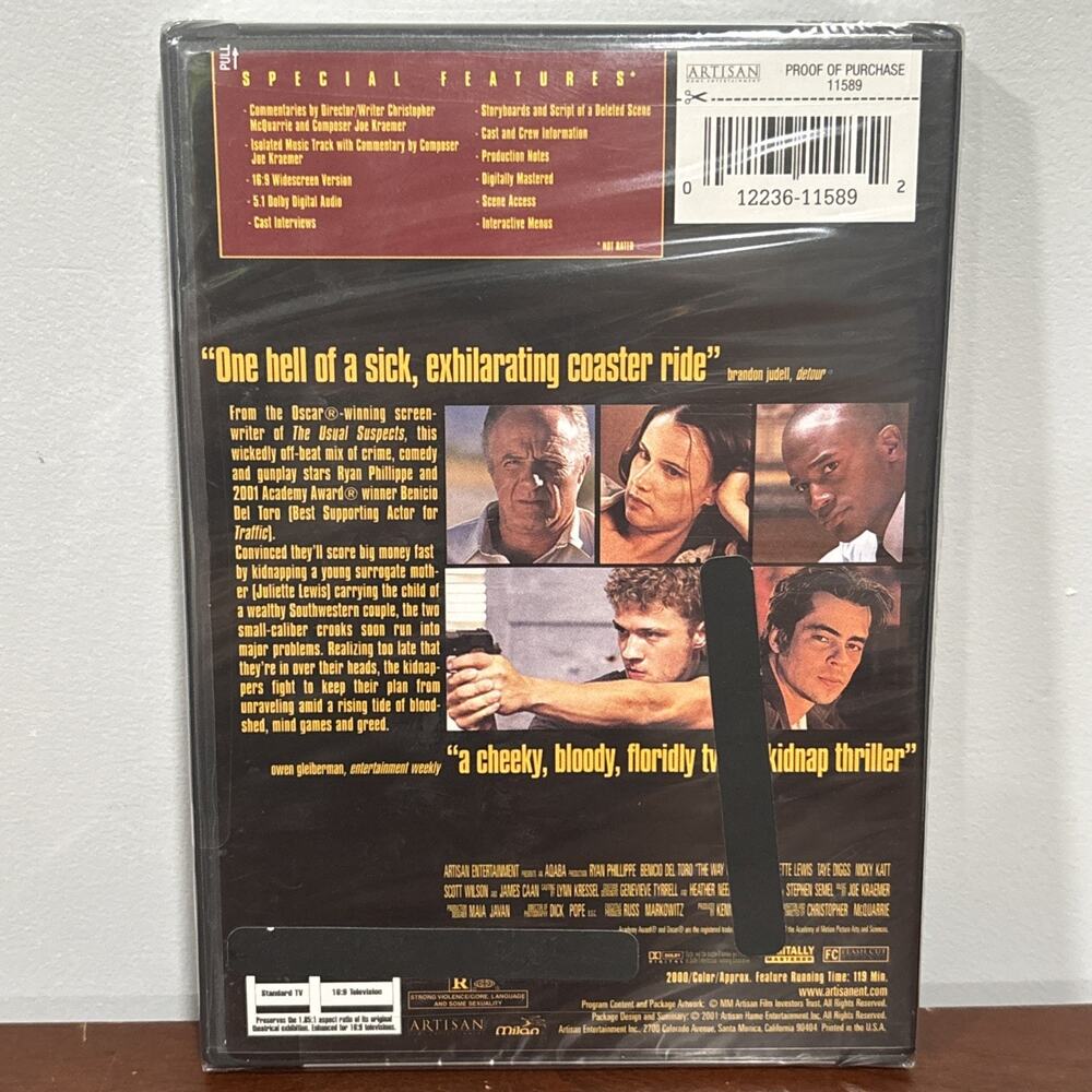 Way of the Gun - Ryan Phillippe, Benicio Del Toro, Juliette Lewis, New DVD - Picture 2 of 6